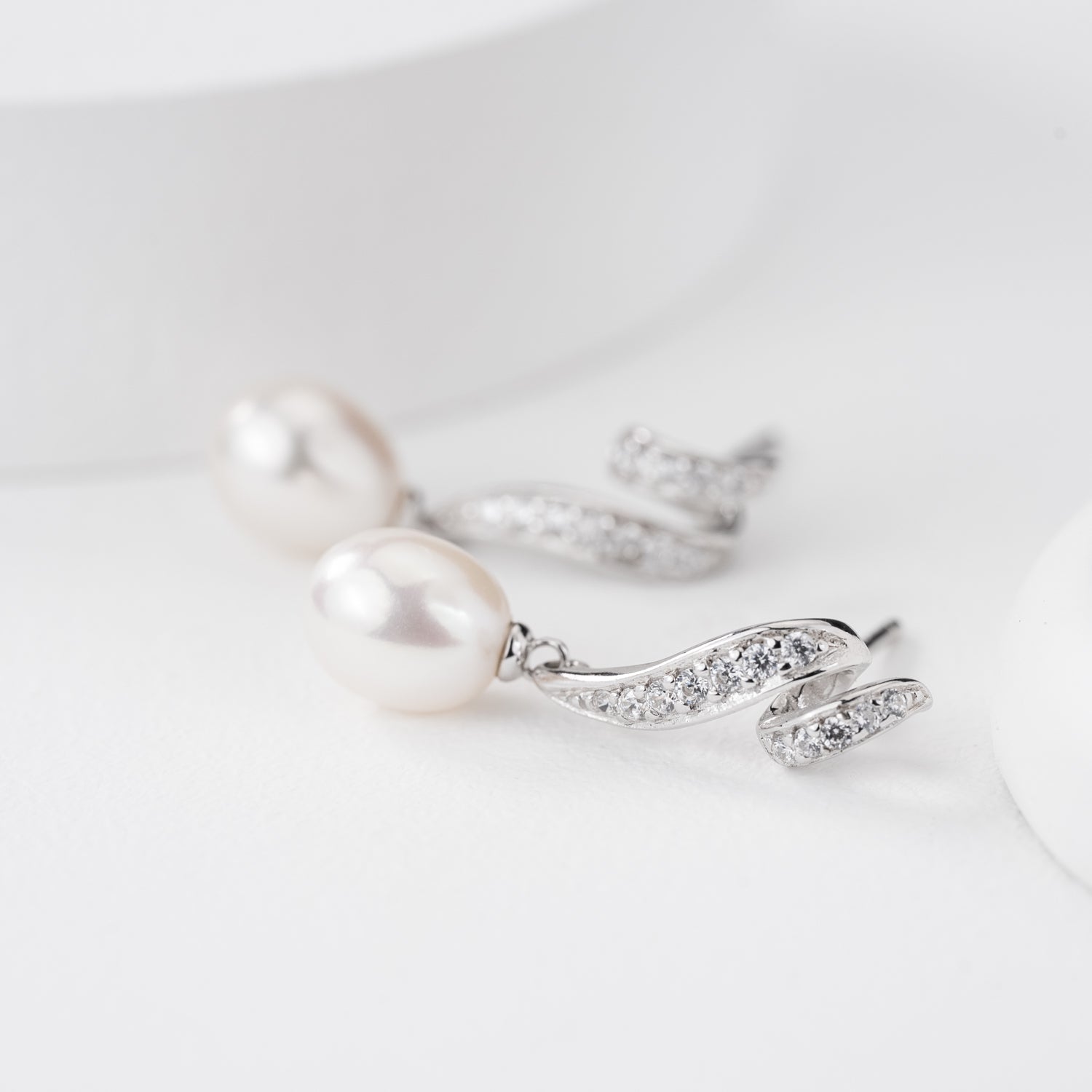 Studded Freshwater Pearl Drop Earrings